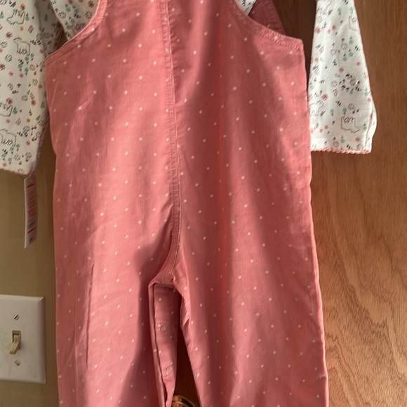 Carter’s pink polka dot 2 piece overall set - Picture 7 of 10